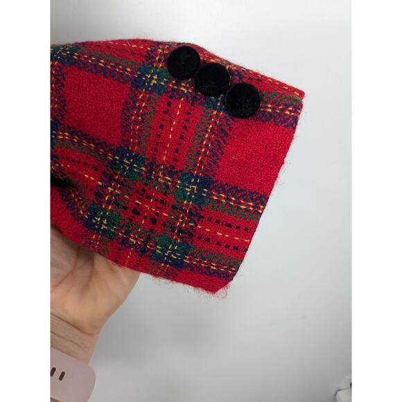 Vintage Talbots Blazer Jacket Plaid Velvet Tartan Holiday Christmas Wool Red 12 - Picture 9 of 13
